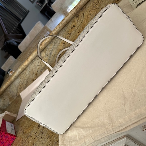 New💝 tory burch geo logo tote gray gro with stripe - Picture 13 of 13